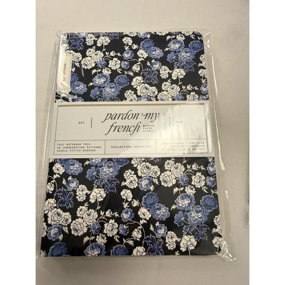 Margot Elena Pardon My French Notebook Trio & Be Gone Door Hanger Set Floral
